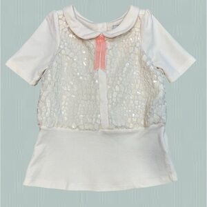 TAHARI ivory little short dress with appliqués